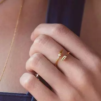 Кольцо с открытым позолоченным серебром для ногтей, женское модное, уникальное, с черным цирконием и бриллиантами, нишевое, с указательным пальцем opening adjustable