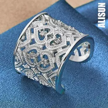 Кольцо с открытыми сердцами из стерлингового серебра 925 пробы и цирконием AAA, модные свадебные украшения Opening