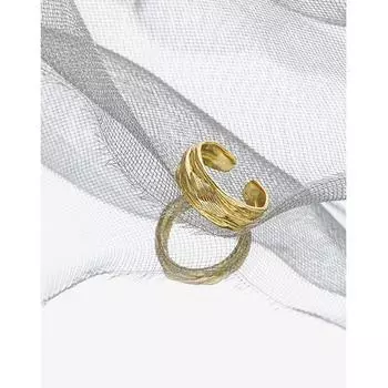 Кольцо с отверстием из стерлингового серебра S925, нерегулярная текстура, ювелирные изделия, простое модное женское кольцо с открытым регулируемым кольцом Resizable золотой