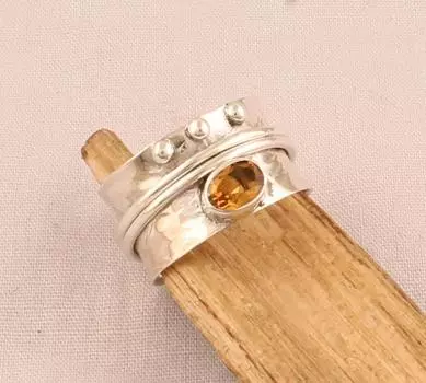 Кольцо с овальным драгоценным камнем с цитрином, кольцо из твердого серебра 925 пробы, кольцо ручной работы, эффектное кольцо, кольцо с камнем по случаю рождения, юбилейное кольцо, подарок унисекс 6