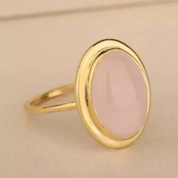 Кольцо с овальным драгоценным камнем из розового кварца, дизайнерское кольцо ручной работы, кольцо из желтого золота, кольцо унисекс, подарок на годовщину свадьбы, кольцо из серебра 925 пробы 6