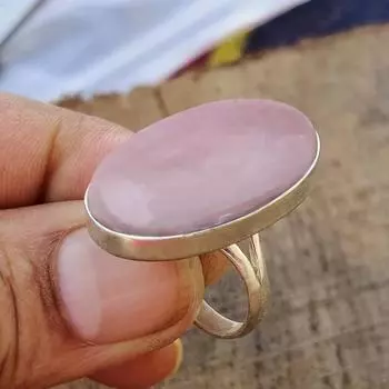 Кольцо с овальным драгоценным камнем из розового кварца, кольцо из твердого серебра 925 пробы, кольцо ручной работы, эффектное кольцо, кольцо с большим камнем, помолвочный подарок 6