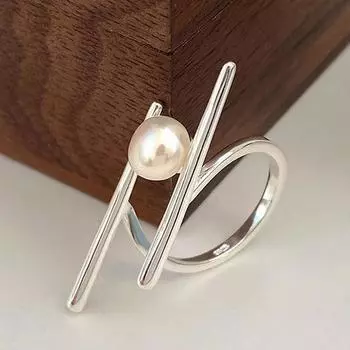 Кольцо с палочками для еды, жемчужное открытое кольцо, креативное легкое роскошное женское кольцо на палец серебряный