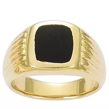 Кольцо с печаткой позолоченное King Золотой оникс - 10x10 мм