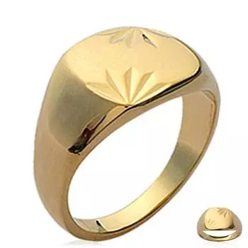 Кольцо с печаткой позолота Charles золото (гравировка) - 10x12 мм