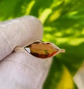 Кольцо с поцелуем из натурального турмалина и серебра 925 пробы, размер 5US A117 для подарка 5 US