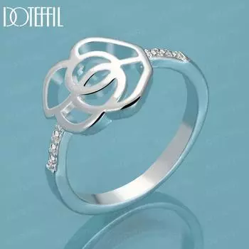 Кольцо с подвеской из чистого серебра 925 пробы с цирконом AAA и цветком, свадебные украшения 7#