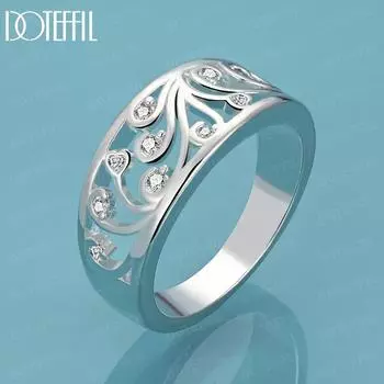 Кольцо с подвеской из стерлингового серебра 925 пробы с цирконом и узором AAA 7#