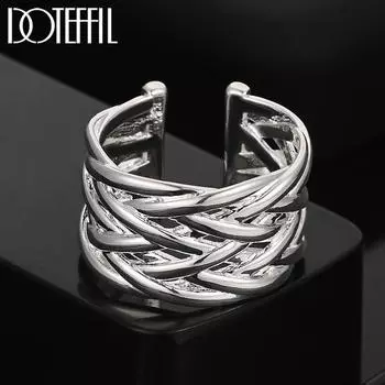 Кольцо с подвеской из стерлингового серебра 925 пробы с открытым плетением 5#-10#