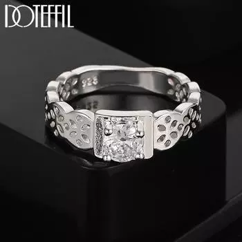 Кольцо с подвеской из стерлингового серебра 925 пробы с ажурным узором и цирконием AAA 7#