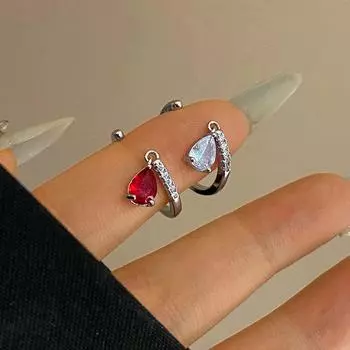 Кольцо с подвеской в виде капли воды из кристалла циркония, женское модное ювелирное украшение, открывающееся регулируемое кольцо, изысканный подарок на годовщину