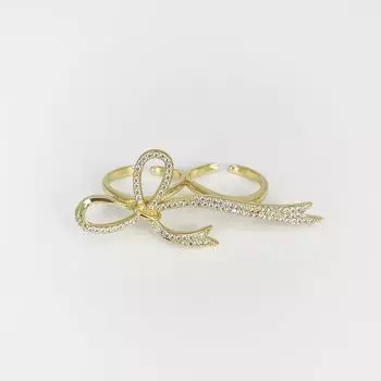 Кольцо с полностью бриллиантовым бантом, регулируемое, золотое, серебряное, популярное, легкое, роскошное, женское, ювелирное изделие золотой