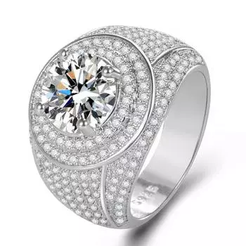 Кольцо с полным алмазным покрытием из платинового золота 18 карат, инкрустированное вермикулитом 10