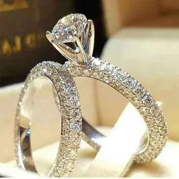 Кольцо с полным бриллиантовым кругом, с имитацией бриллиантов, для девушки, помолвочное кольцо, свадебное памятное кольцо 6