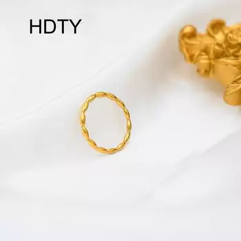 Кольцо с простым нишевым дизайном, титановая сталь, покрытая 18-каратным золотом, с бусинами из рисового зерна, простое кольцо, составное кольцо No. 6 золотой