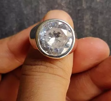 Кольцо с прозрачным кварцем, кольцо с печаткой, кольцо из стерлингового серебра 925 пробы, кольцо с драгоценным камнем с бриллиантовой огранкой, женское кольцо, мужское кольцо 5 медный