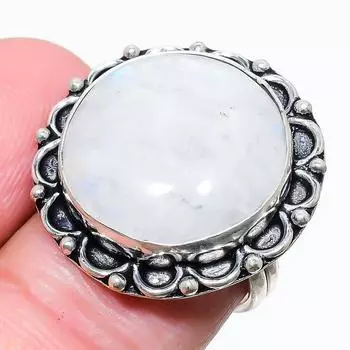 Кольцо с радужным лунным камнем из стерлингового серебра 925 пробы, размер 7 r1u36 7 белый