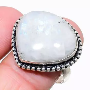 Кольцо с радужным лунным камнем из стерлингового серебра 925 пробы, размер 10,5 s2P82 10.5 белый