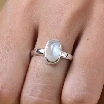 Кольцо с радужным лунным камнем, Ювелирные изделия из драгоценных камней, Женское кольцо, Ювелирные изделия ручной работы, Кольцо для повседневной носки, Кольцо с камнем, Кольцо из серебра 925 пробы 5