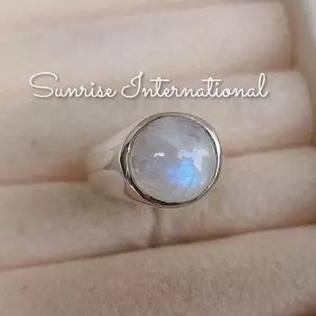 Кольцо с радужным лунным камнем, мужское кольцо, перстень-печатка, кольцо с синим лунным камнем, кольцо из чистого серебра 925 пробы, 5 Us белый