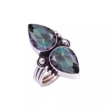 Кольцо с радужным мистическим огненным топазом и драгоценным камнем из стерлингового серебра 925 пробы V9377, радужное кольцо, грушевое кольцо, подарок на День святого Валентина, подарок для нее, подарок на день рождения, ручная работа
