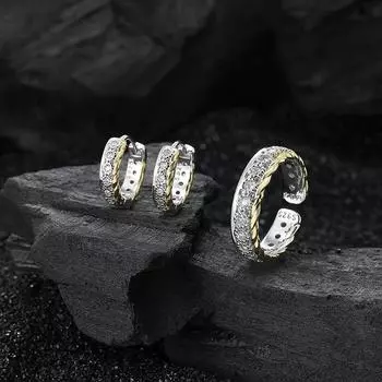 Кольцо с регулируемой гранью из стерлингового серебра S925 с выемкой и поворотом, с золотистым краем, для женщин, на каждый день, простое, с первоклассным дизайном opening adjustable