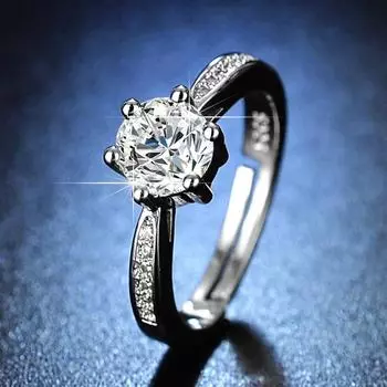 Кольцо с регулируемой огранкой из муассанита, 80 точек, слегка инкрустированное цирконием, женщина с шестью когтями opening adjustable