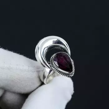 Кольцо с регулируемой огранкой из стерлингового серебра 925 пробы «Рубиновый камень июля» — подходит для размеров США от 6 до 10 — украшения ручной работы в стиле бохо для женщин и мужчин, подарки на День святого Валентина Adjustable красный