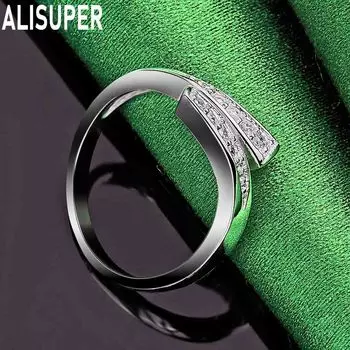 Кольцо с регулируемым размером из стерлингового серебра 925 пробы и цирконием AAA, модное, изысканное, свадебное украшение 5#-10#