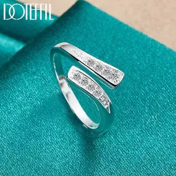 Кольцо с регулируемым размером из стерлингового серебра 925 пробы и цирконием AAA, модные свадебные украшения Opening