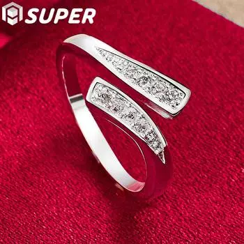 Кольцо с регулируемым размером из стерлингового серебра 925 пробы и цирконием AAA, модные свадебные украшения Opening