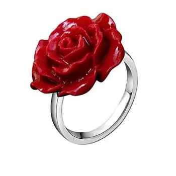 Кольцо с резной 3D розой, модное кольцо с цветком из стерлингового серебра 925 пробы, регулируемое манжетное кольцо A Ring чёрный
