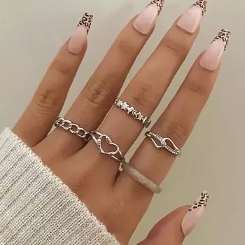 Кольцо с резной звездой, универсальное кольцо «Любовь», очаровательный модный милый женский комплект колец серебряный