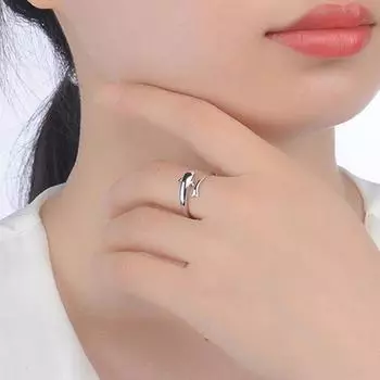 Кольцо с романтическим дельфином из стерлингового серебра S925, корейское украшение в виде дельфина Opening is adjustable