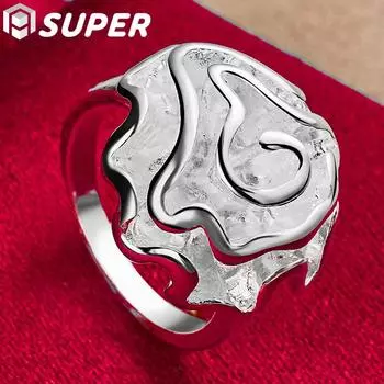 Кольцо с розой из стерлингового серебра 925 пробы. Очаровательное и модное свадебное украшение. 6#