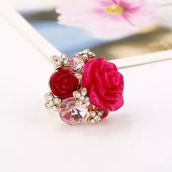 Кольцо с розой, милое кольцо в этническом стиле, регулируемое индивидуальное модное кольцо из смолы 17mm белый