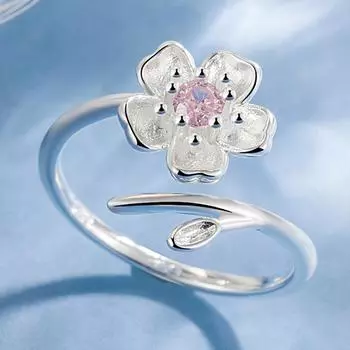 Кольцо с розовой сакурой для женщин, легкое, роскошное, нишевое, изысканное, модное, индивидуальное, открывающееся, регулируемое кольцо