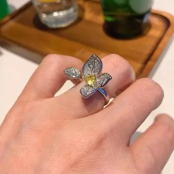 Кольцо с розовым бриллиантом, женская мода, модное женское кольцо, имитация ювелирного кольца Yuan 5M