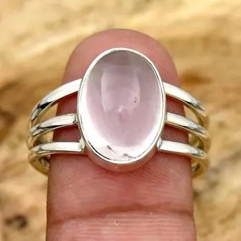 Кольцо с розовым кварцем, кольцо с камнем по дате рождения, кольцо из стерлингового серебра 925 пробы, кольцо ручной работы, серебряные украшения 6