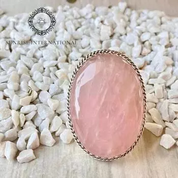 Кольцо с розовым кварцем, серебряное кольцо 925 пробы, ручная работа, размер кольца FR-146 hhhh1 5 Us розовый