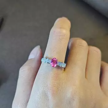 Кольцо с розовым топазом, кольца с драгоценными камнями, повседневные розовые женские обручальные кольца из стерлингового серебра 925 пробы розовый