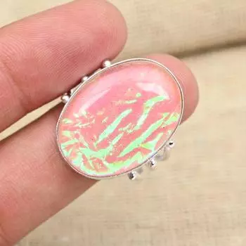 Кольцо с розовым тройным опалом и драгоценным камнем, стерлинговое серебро 925 пробы, ювелирные изделия ручной работы 4 розовый
