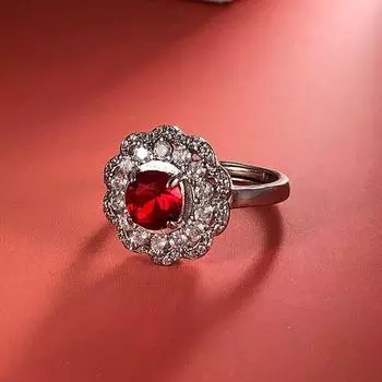 Кольцо с рубином цвета голубиной крови инкрустированное бриллиантами, женское кольцо с темперой, цветное сокровище, витое настенное кристаллическое кольцо adjustable
