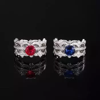 Кольцо с сапфиром New Niche High-End Color Ring, красное корундовое рубиновое кольцо «два в одном», простое красный