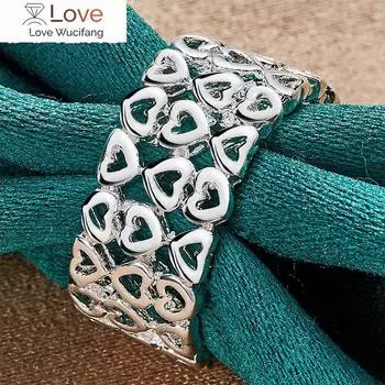 Кольцо с сердцем из стерлингового серебра 925 пробы для женщин, свадебных помолвок, вечеринок, модных украшений 10