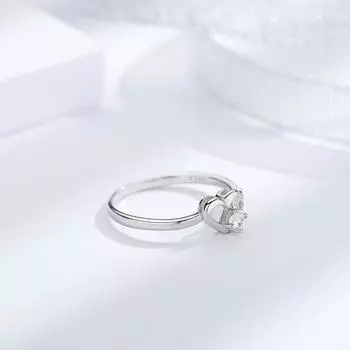 Кольцо с сердечком из серебра S925 пробы, женское, легкое, роскошное, с бриллиантами, с любовью, с любовью, трендовое, нежное, с открытым сердцем Купидона No. 5