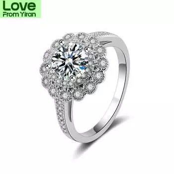 Кольцо с серебряным покрытием S925, классическое, с шестью когтями, цирконовое кольцо, женское, темпераментное, изысканное, ювелирное, банкетное, элегантное, оптовая продажа ювелирных изделий Resizable серебряный