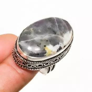 Кольцо с серебряным покрытием Sunstone In Lolite, размер 7, ручная работа