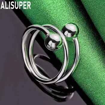 Кольцо с шариком из двойного гладкого 8-миллиметрового стерлингового серебра 925 пробы, модное украшение для свадьбы 5#-10#