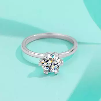 Кольцо с шестью когтями из муассанита для девочек, стерлинговое серебро S925, простое, модное, маленькое, изысканное, легкое, роскошное, корейская версия, закрытый рот 6